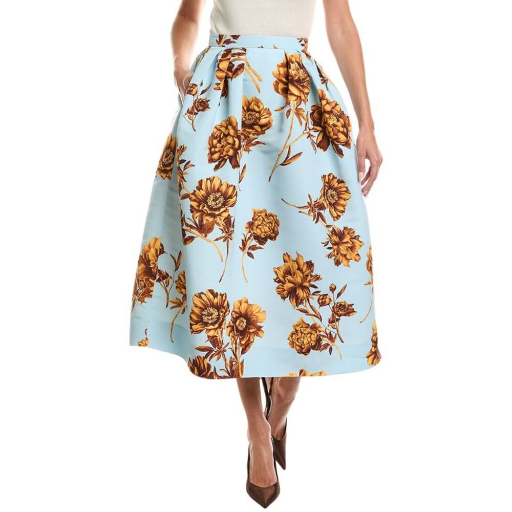 Oscar De La Renta Womens  Peony Print Circle Skirt, Brown